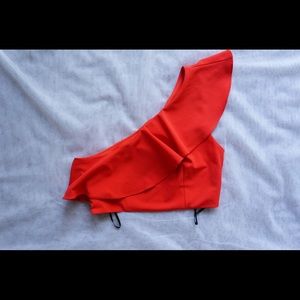 One Shoulder ruffle crop top
